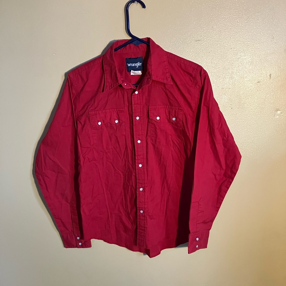 Vintage Wrangler button down shirt - size XL - color red